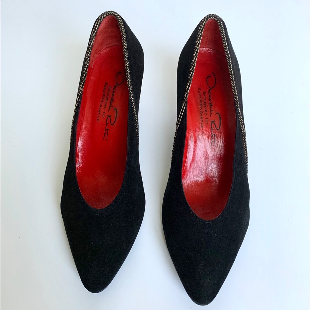 Vintage OSCAR DE LA RENTA Black Suede Heels
